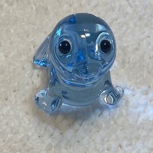 Oneida Crystal Blue Seal Figurine Vintage Crystal Hand Cut Blown Korea